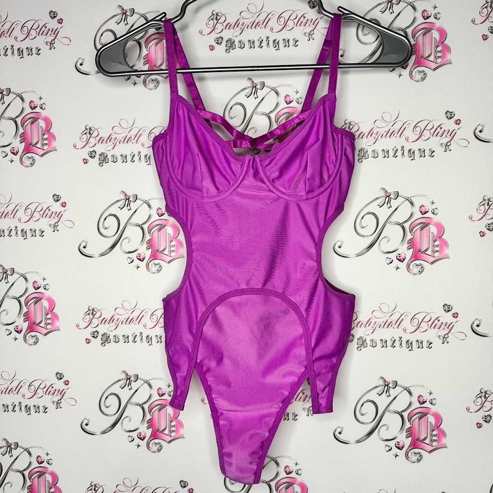Pretty little thing bodysuit sexy purple new with tags Purple Cutout strappy